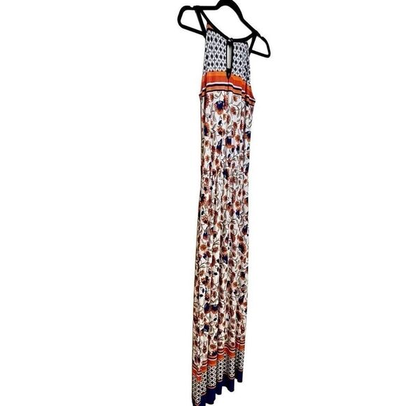 Enfocus Studio Cinched Waist Floral Keyhole Halter Maxi Dress Multicolor Small - Picture 4 of 4